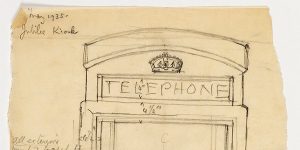 close up of Giles Gilbert Scott Design for the K6 telephone kiosk, celebrating the Silver Jubilee of George V, 1935.